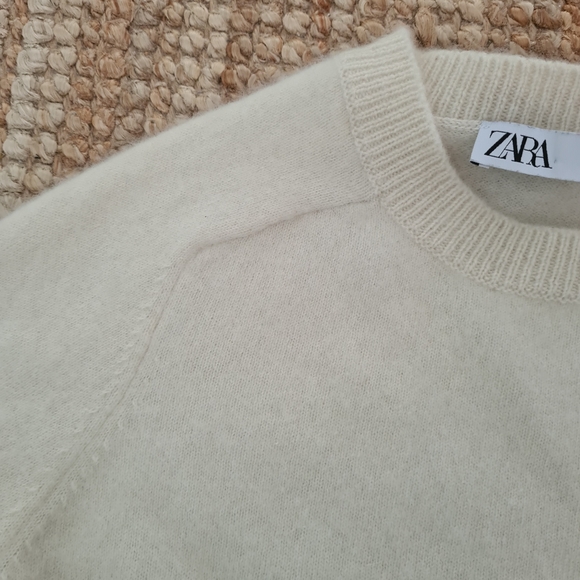 ZARA 100% cashmere sweater crew neck cream beige ivory M - Picture 7 of 11